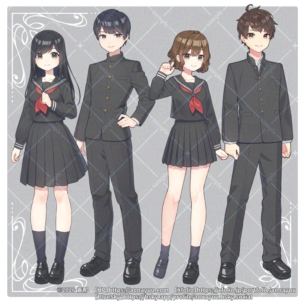 立ち絵素材04_男子学生_学ラン