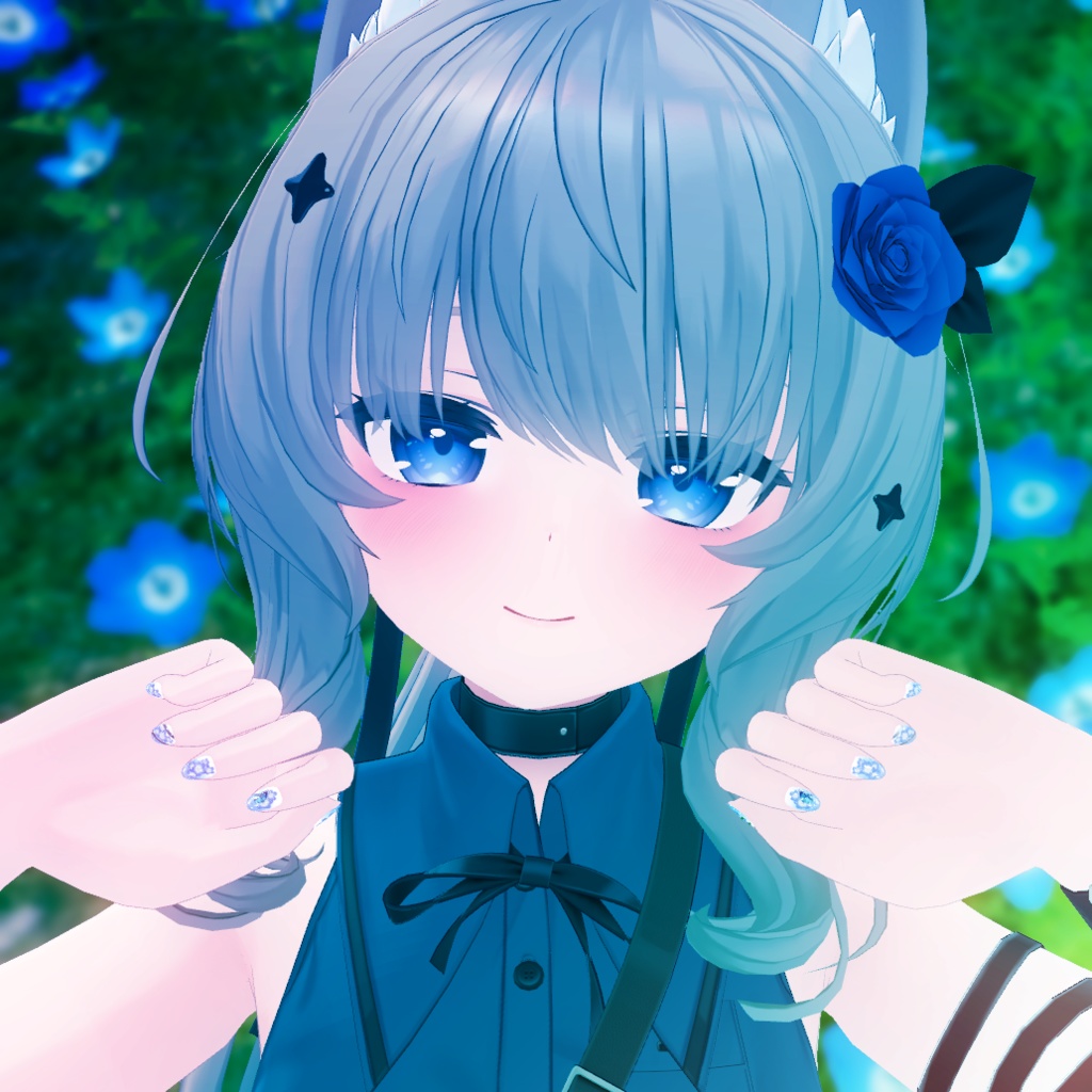 「VRC想定」ネモフィラネイル/Nemophila Nail Chips「MDollnail対応」#NeRosaVRC