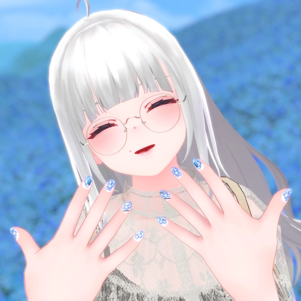 「VRC想定」ネモフィラネイル/Nemophila Nail Chips「MDollnail対応」#NeRosaVRC