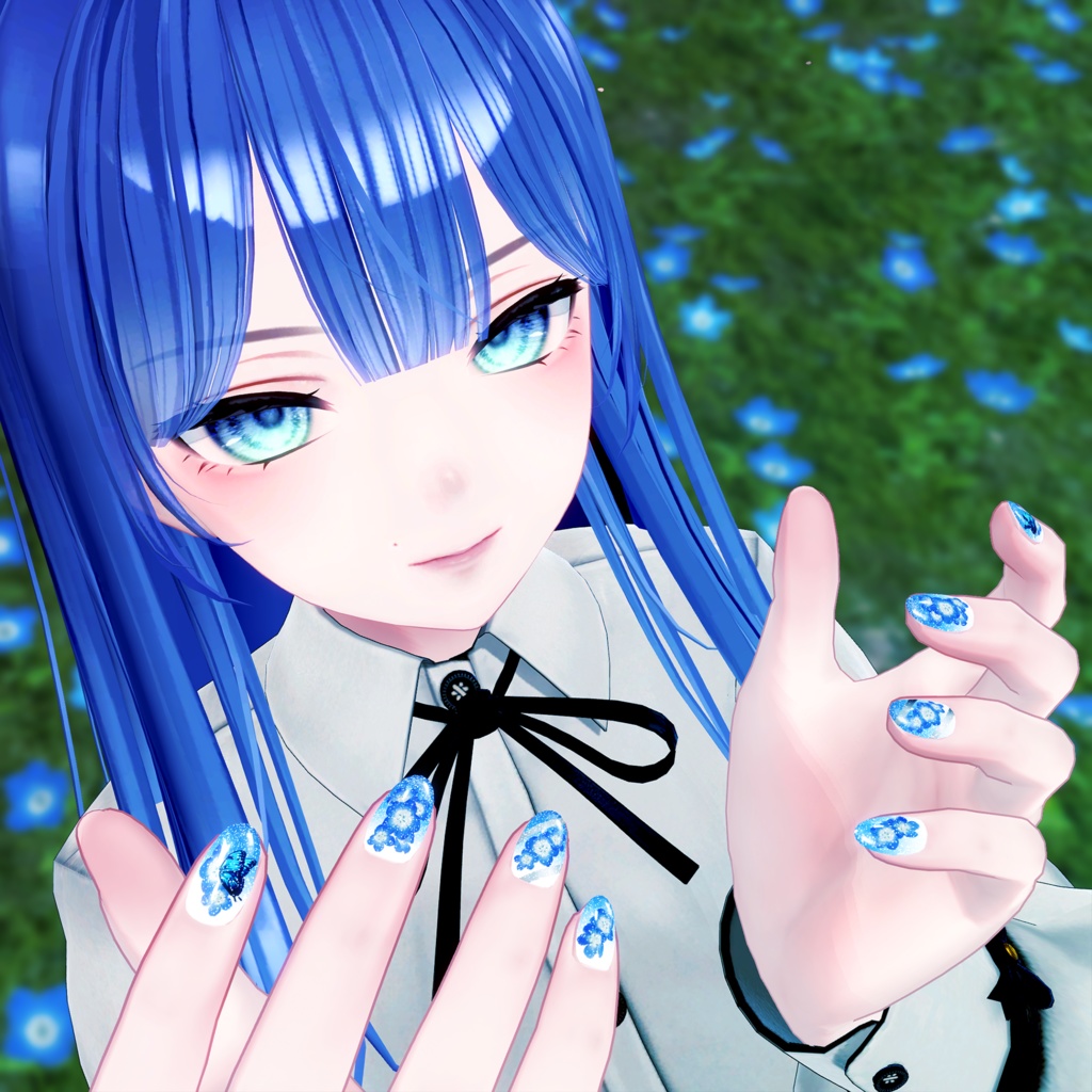 「VRC想定」ネモフィラネイル/Nemophila Nail Chips「MDollnail対応」#NeRosaVRC