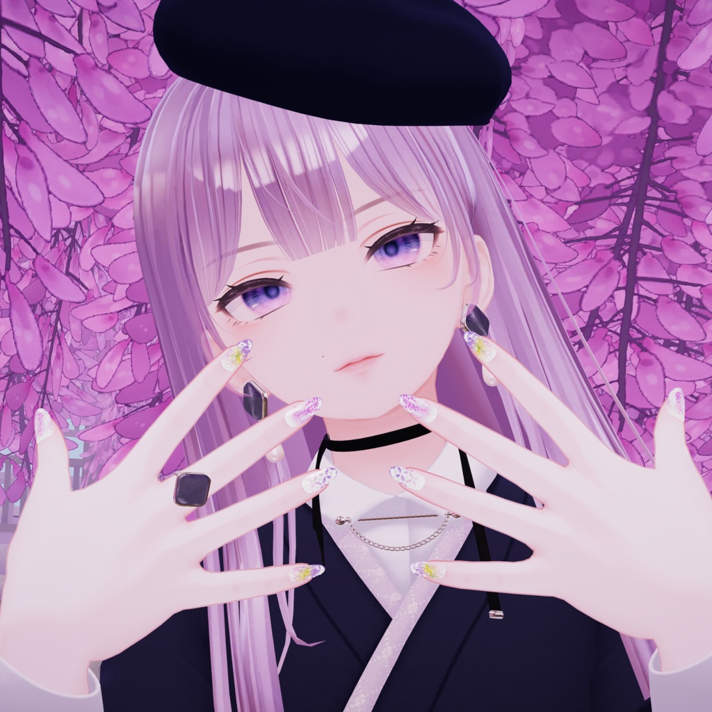 「複数アバター対応」藤の花ネイル/Wisteria Nail Chips「MDollnail対応」#NeRosaVRC