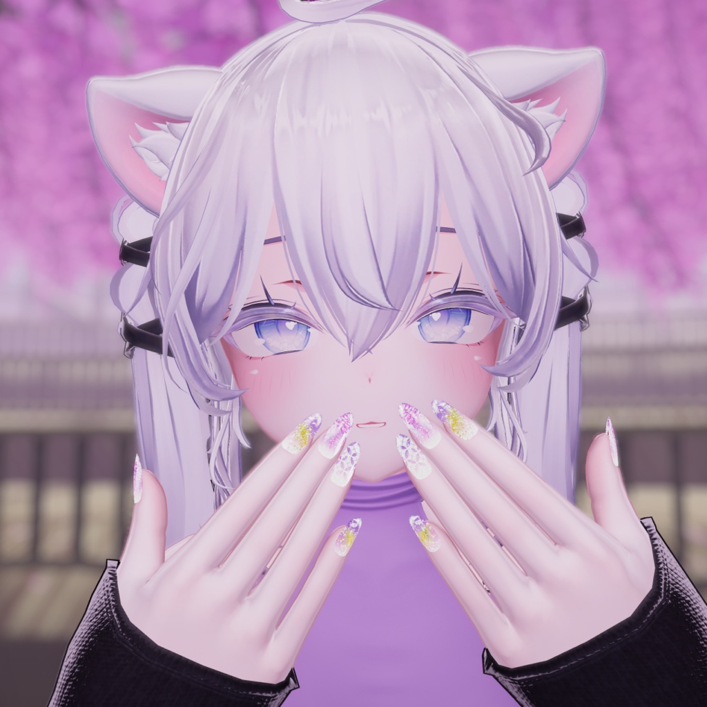 「複数アバター対応」藤の花ネイル/Wisteria Nail Chips「MDollnail対応」#NeRosaVRC