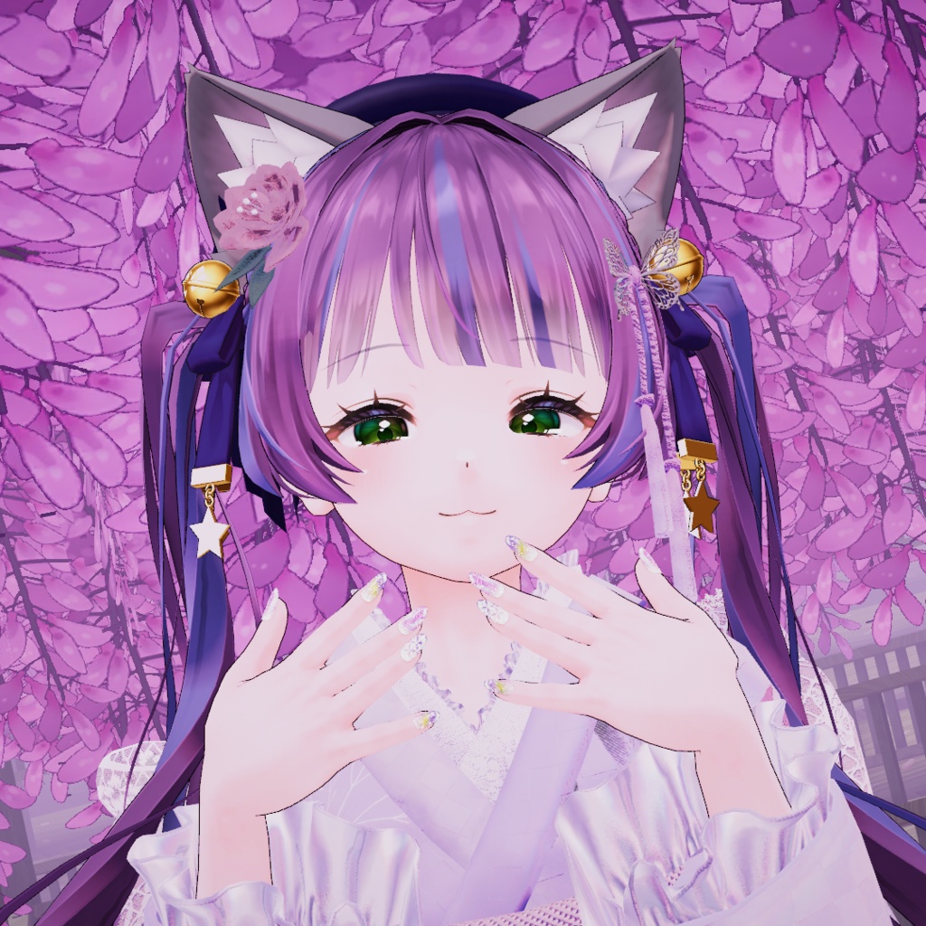 「複数アバター対応」藤の花ネイル/Wisteria Nail Chips「MDollnail対応」#NeRosaVRC