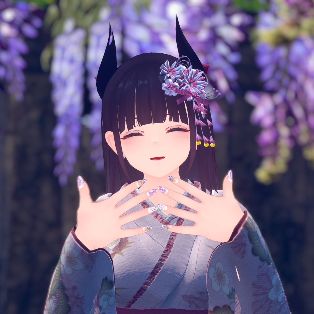 「複数アバター対応」藤の花ネイル/Wisteria Nail Chips「MDollnail対応」#NeRosaVRC