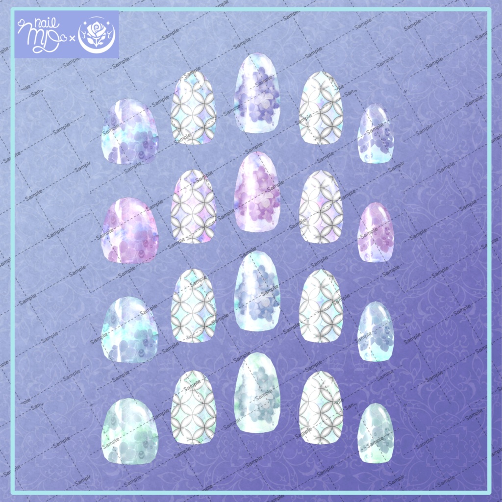 「複数アバター対応」紫陽花ネイル/Hydrangea Nail Chips「MDollnail対応」#NeRosaVRC