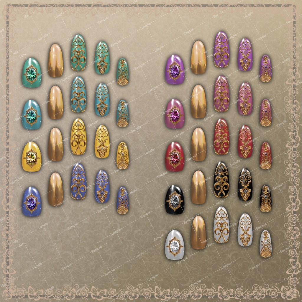 「ほぼ全アバター対応」Arabesque Nail Chips「MDollnail対応」#NeRosaVRC