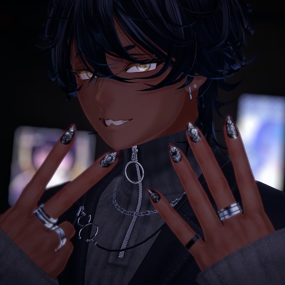 【斑霞-Hanka-対応】BlackNailSet|VRC想定 #NeRosaVRC