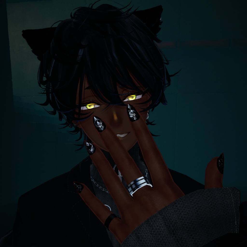 【斑霞-Hanka-対応】BlackNailSet|VRC想定 #NeRosaVRC