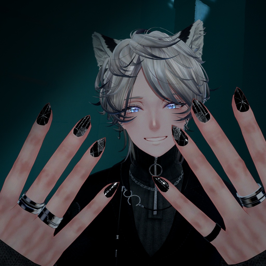 【斑霞-Hanka-対応】BlackNailSet|VRC想定 #NeRosaVRC