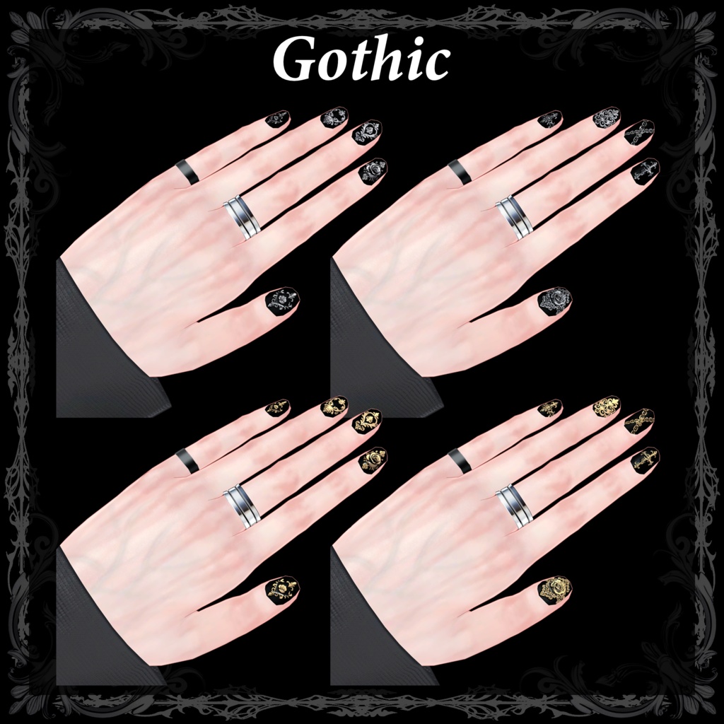 【斑霞-Hanka-対応】BlackNailSet|VRC想定 #NeRosaVRC