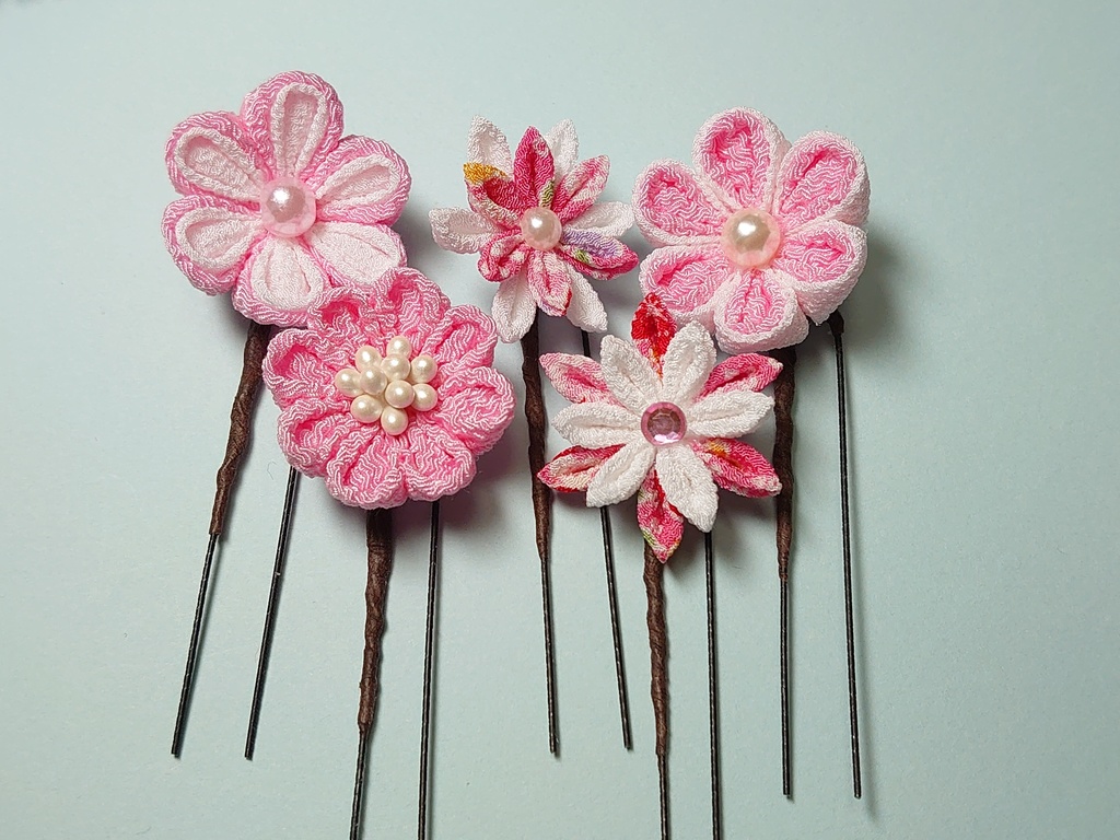 つまみ細工のコームとUピンのセット