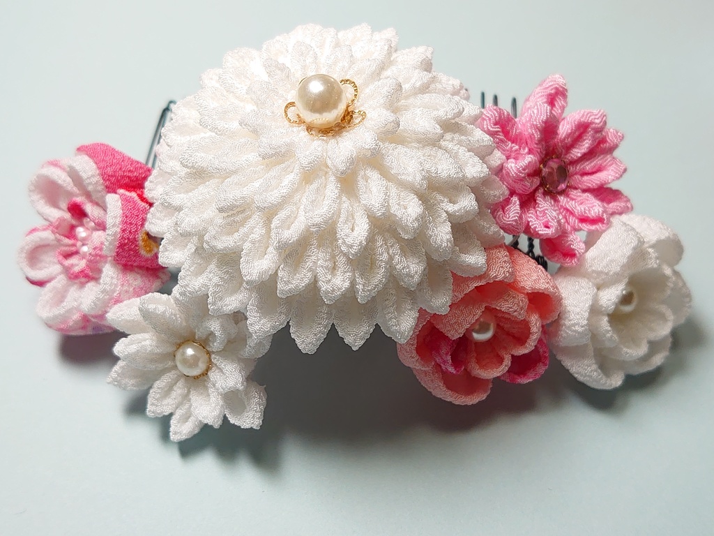 つまみ細工のコームとUピンのセット