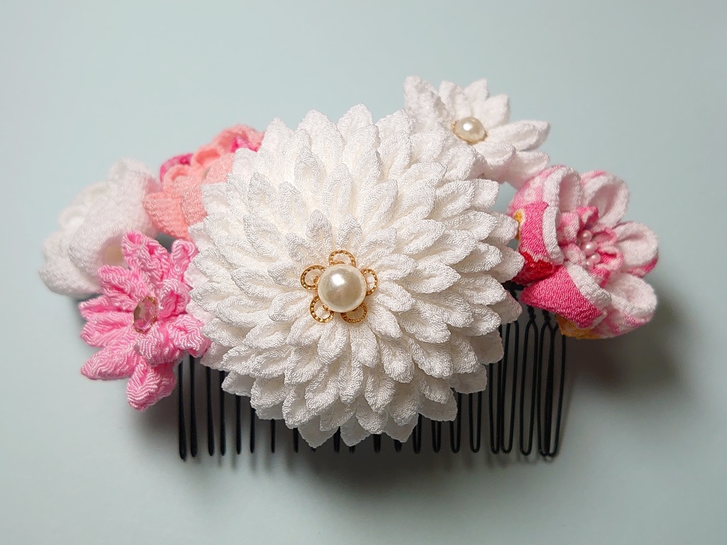 つまみ細工のコームとUピンのセット