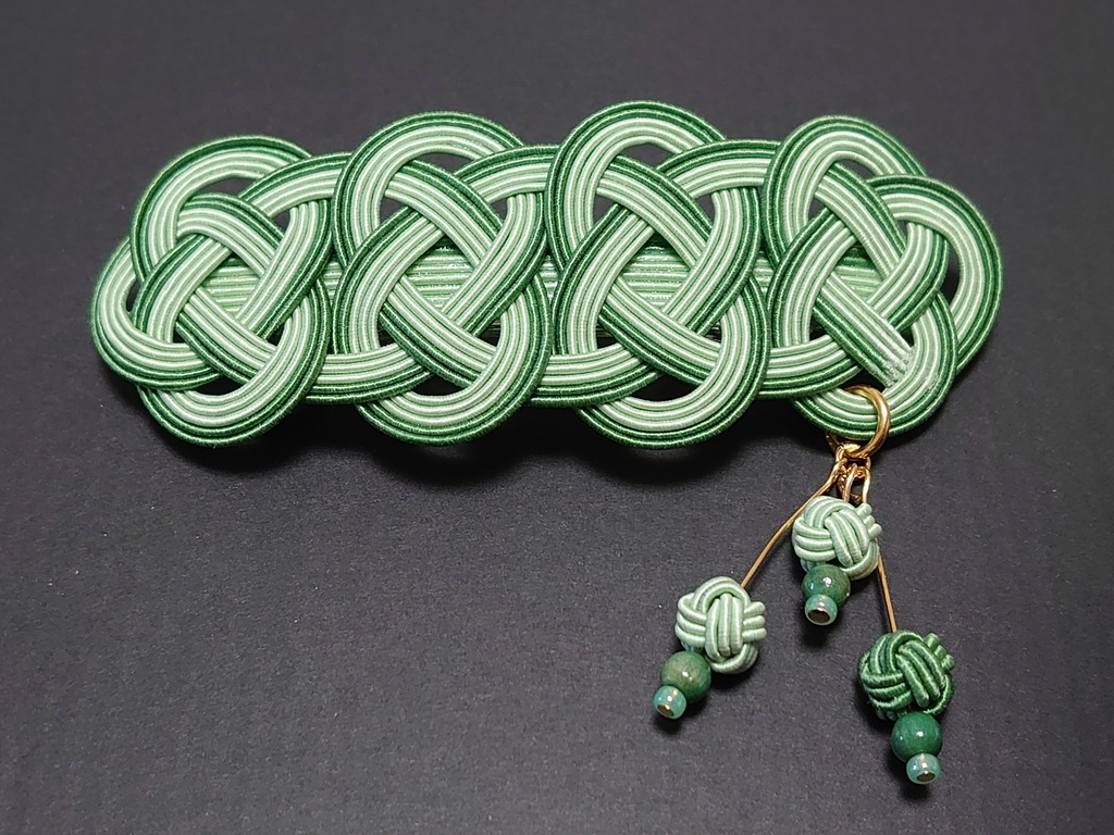 水引のバレッタ(緑系)