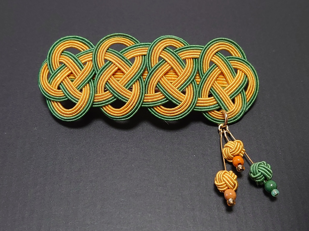 水引のバレッタ(カラシ色系)