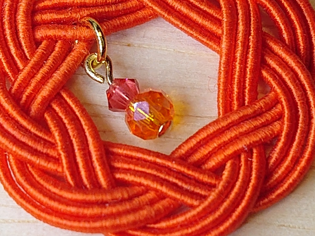 水引の耳飾り(橙)フックピアス、イヤリング、ノンホールピアス