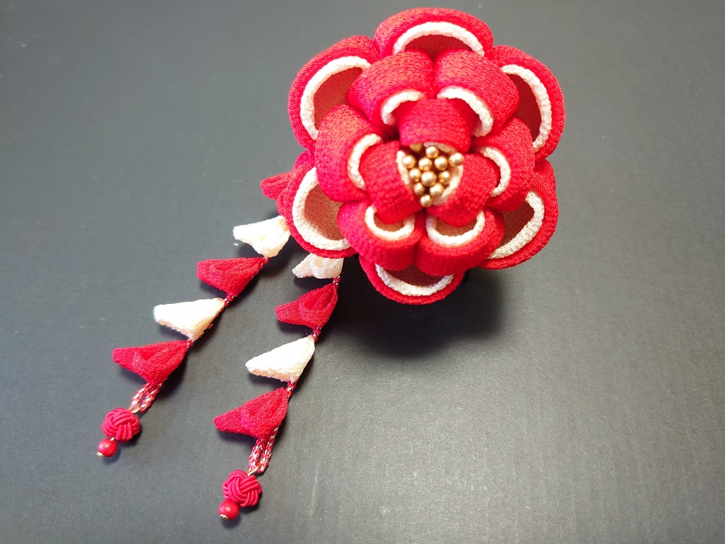 つまみ細工のミニコームとUピンの8点セット