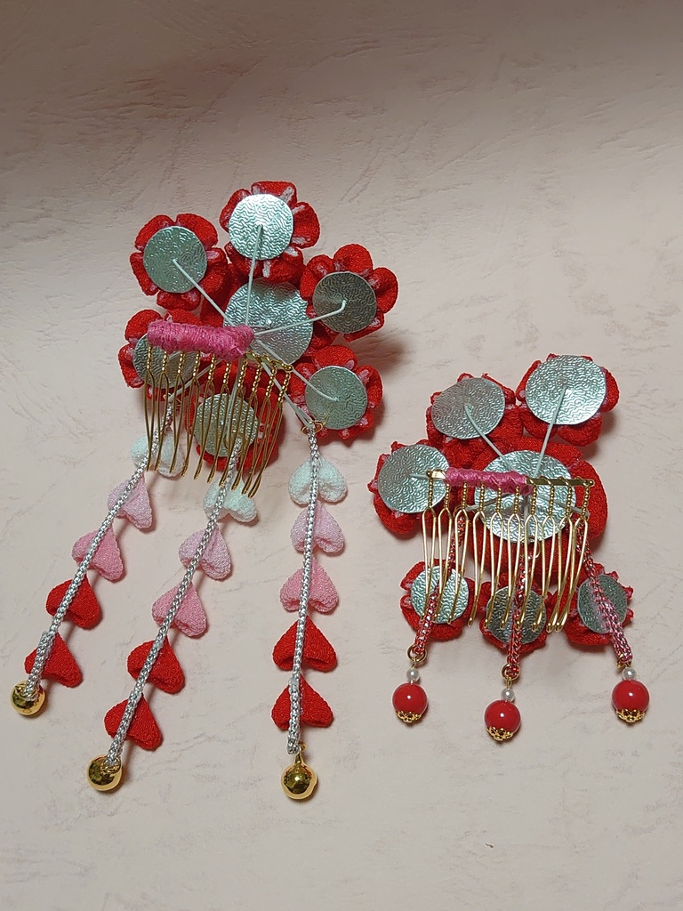 つまみ細工の七五三髪飾り(Aタイプ)