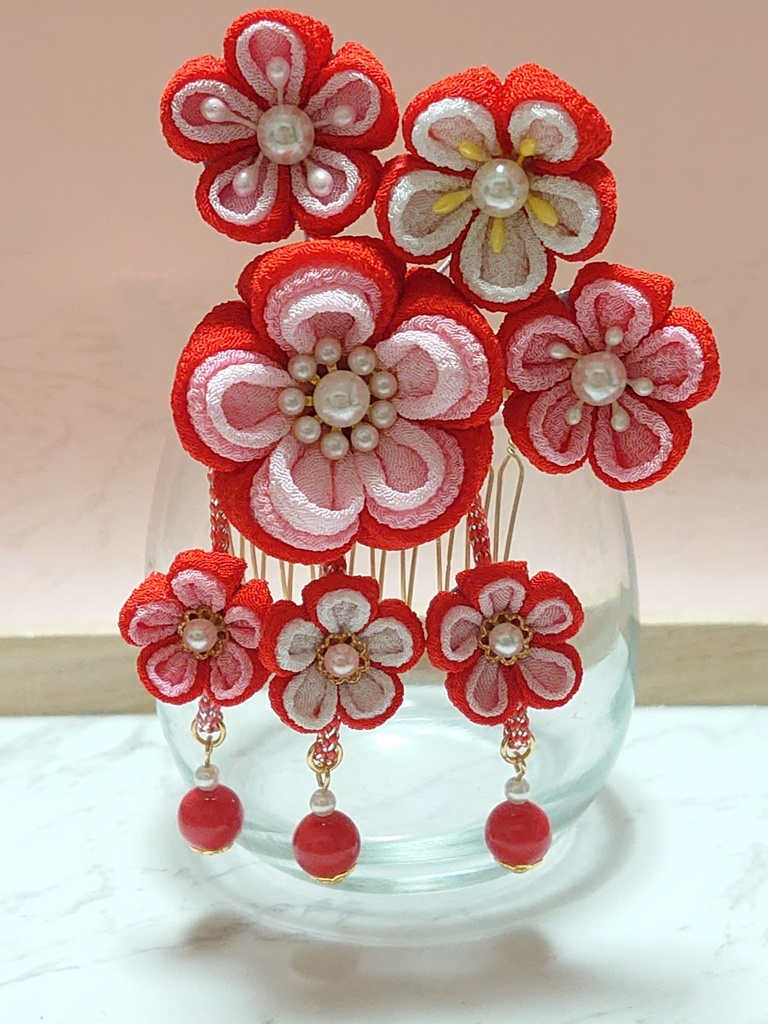 つまみ細工の七五三髪飾り(Aタイプ)