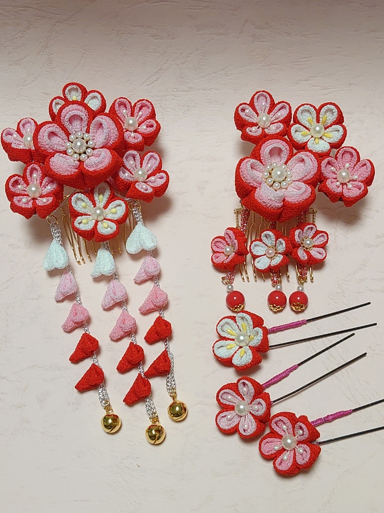 つまみ細工の七五三髪飾り(Aタイプ)