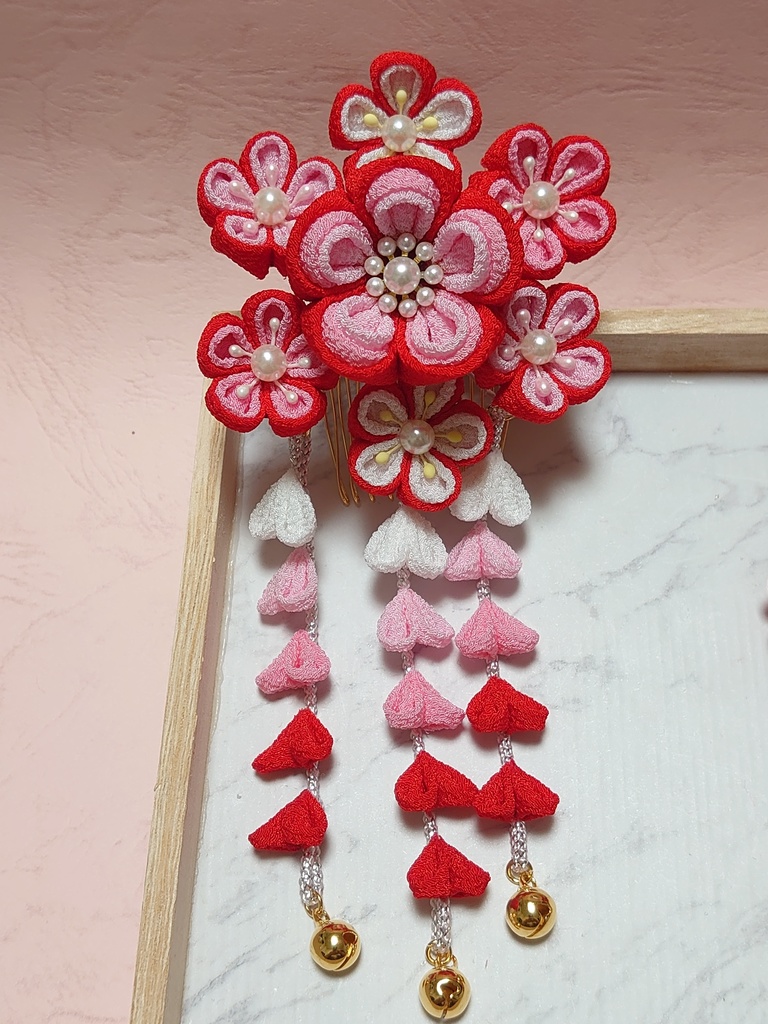 つまみ細工の七五三髪飾り(Aタイプ)