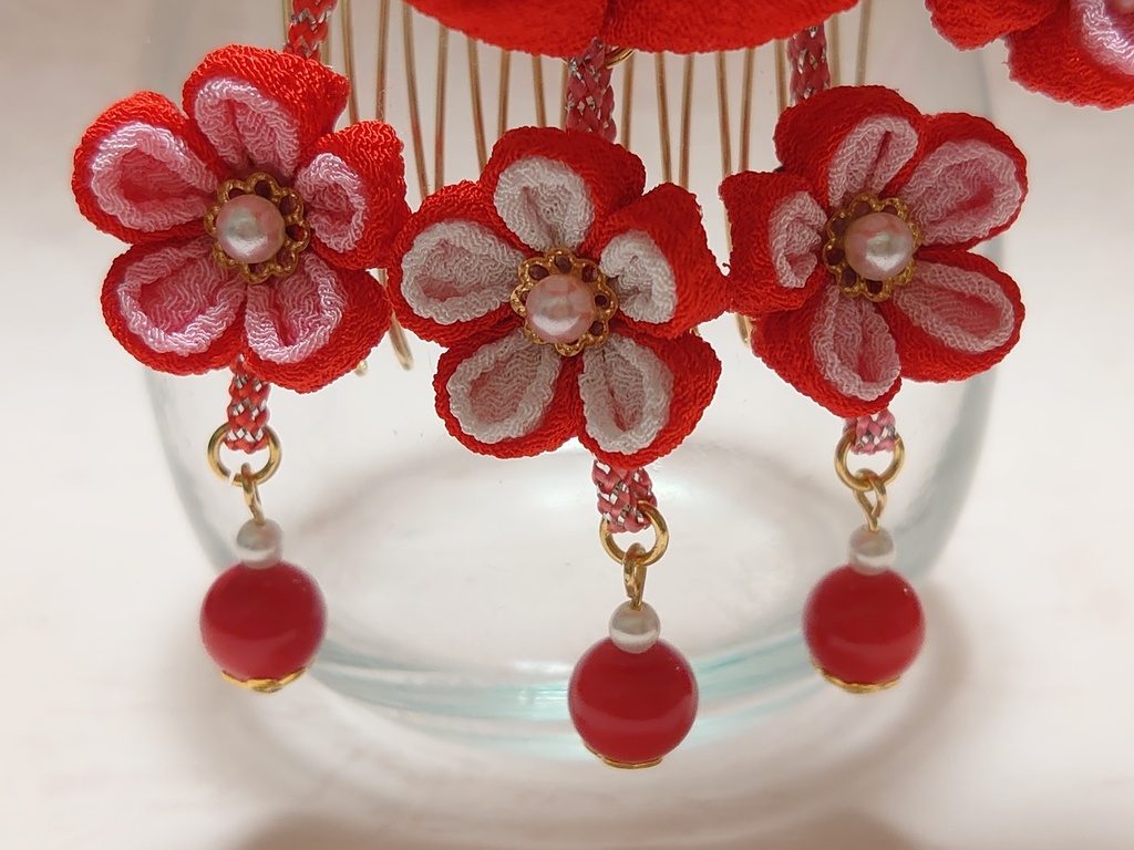 つまみ細工の七五三髪飾り(Aタイプ)