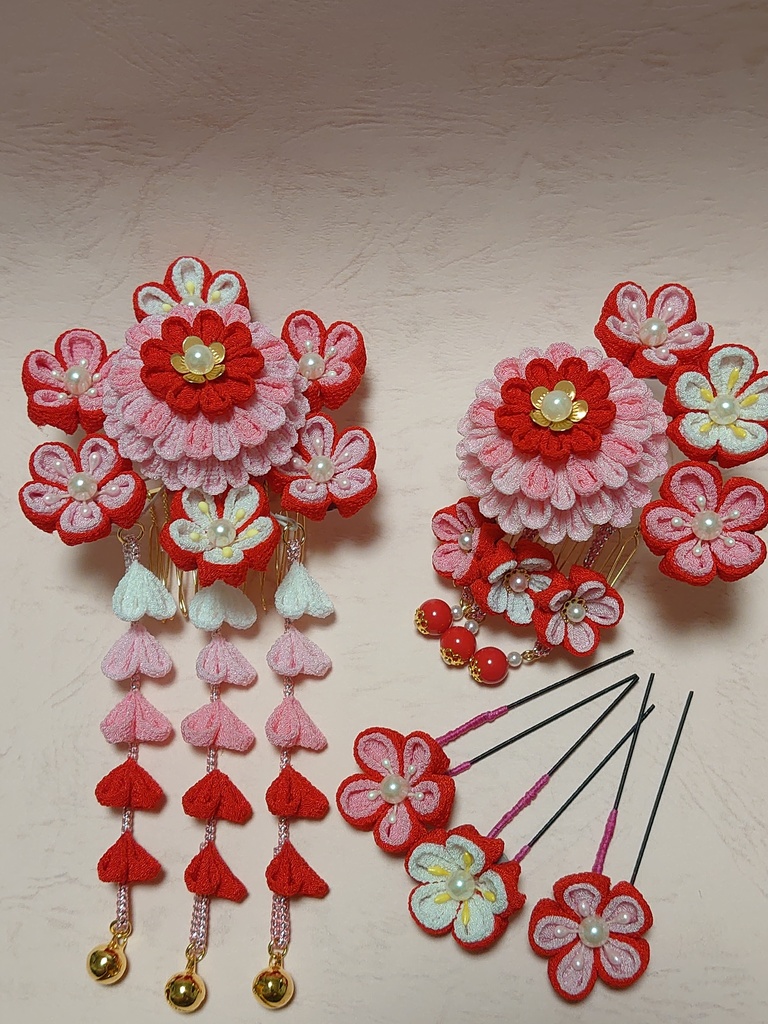 つまみ細工の七五三髪飾り(Bタイプ)