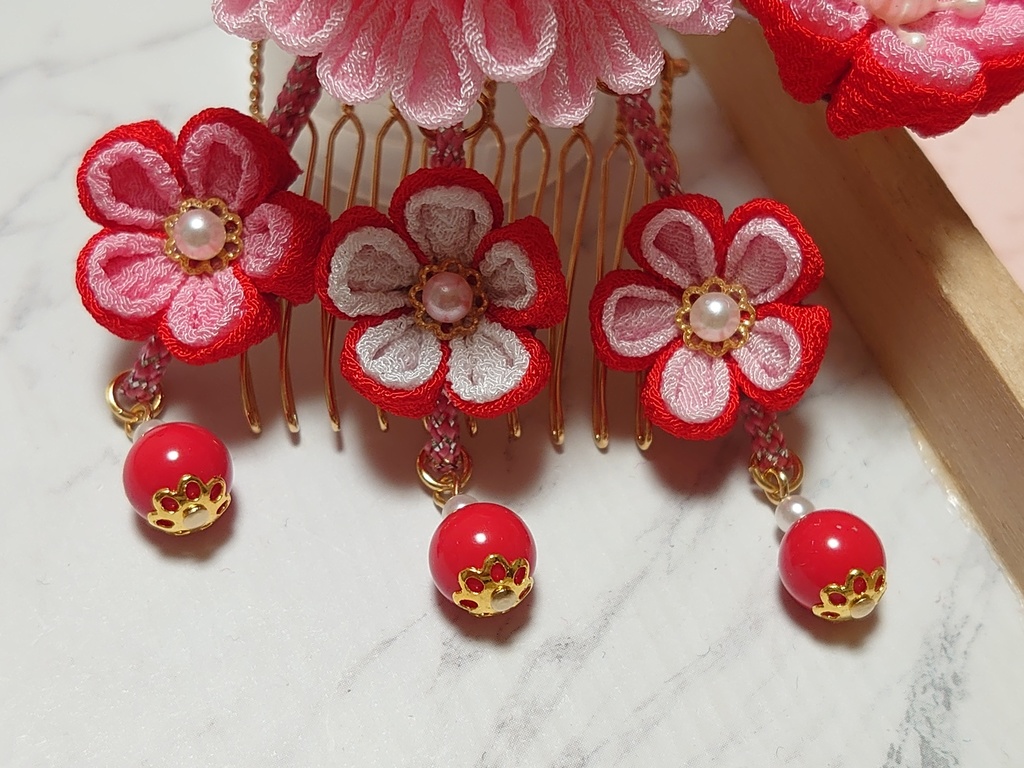 つまみ細工の七五三髪飾り(Bタイプ)