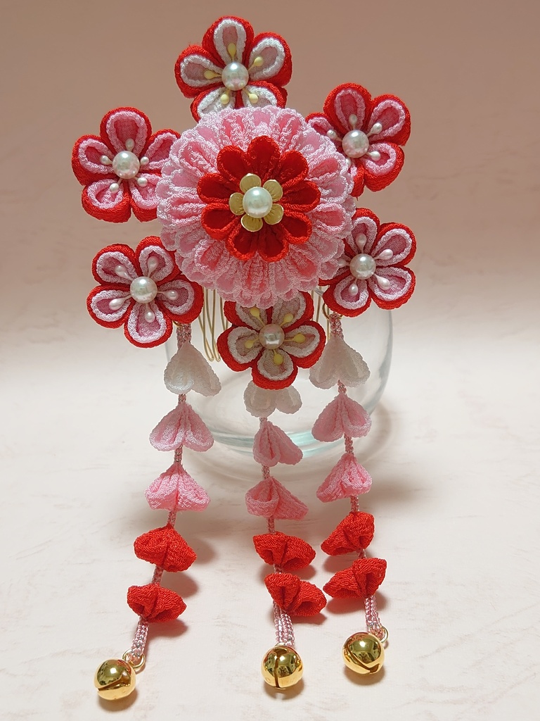 つまみ細工の七五三髪飾り(Bタイプ)