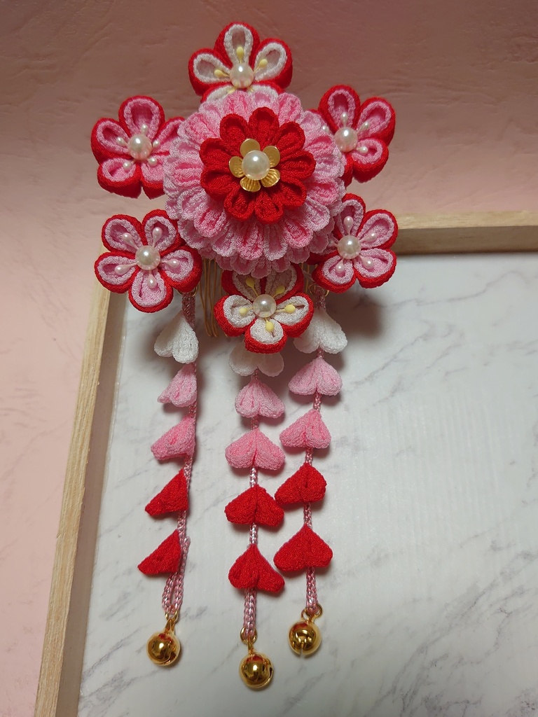 つまみ細工の七五三髪飾り(Bタイプ)