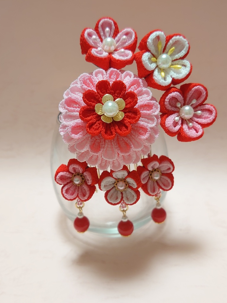 つまみ細工の七五三髪飾り(Bタイプ)