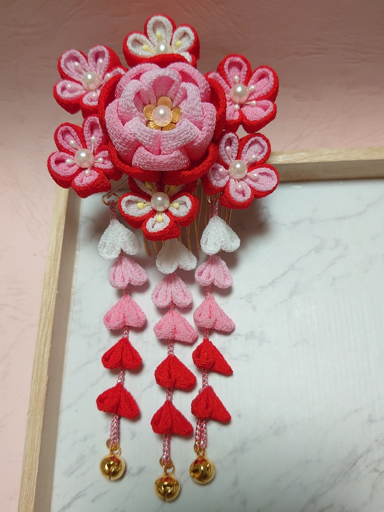 つまみ細工の七五三髪飾り(Cタイプ)