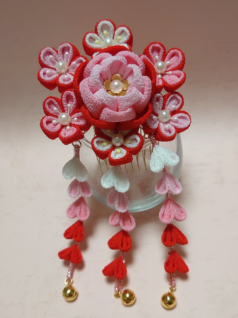 つまみ細工の七五三髪飾り(Cタイプ)