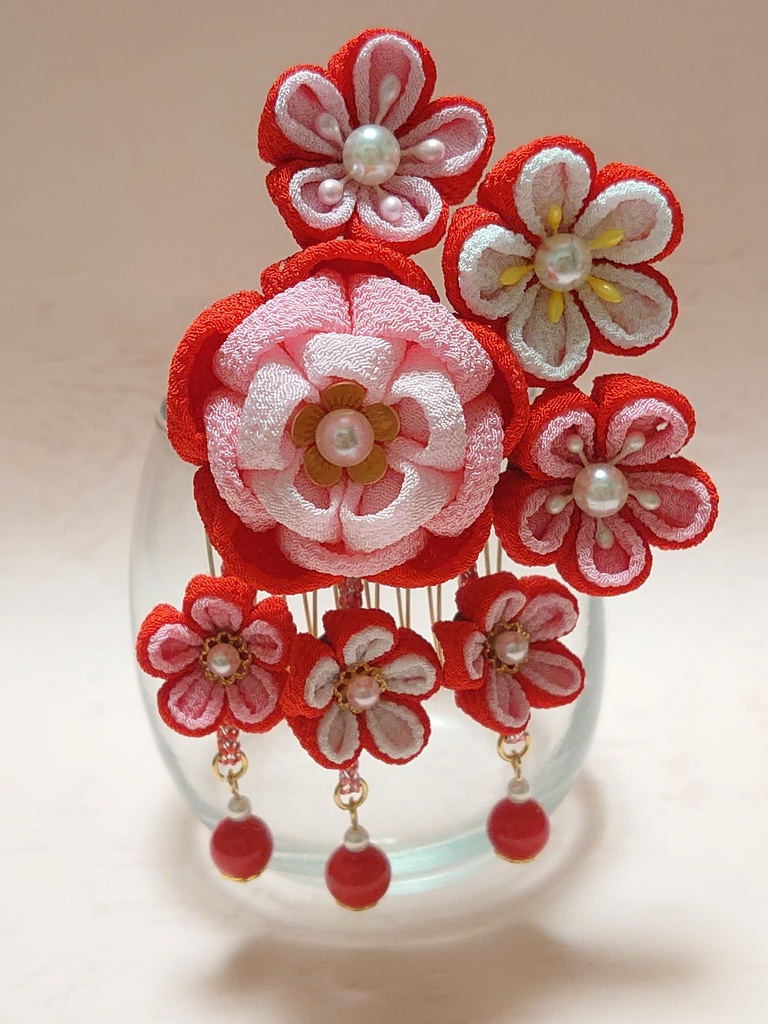 つまみ細工の七五三髪飾り(Cタイプ)