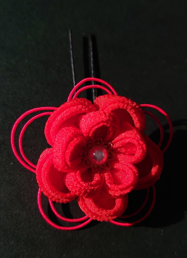 水引とつまみ細工の髪飾り