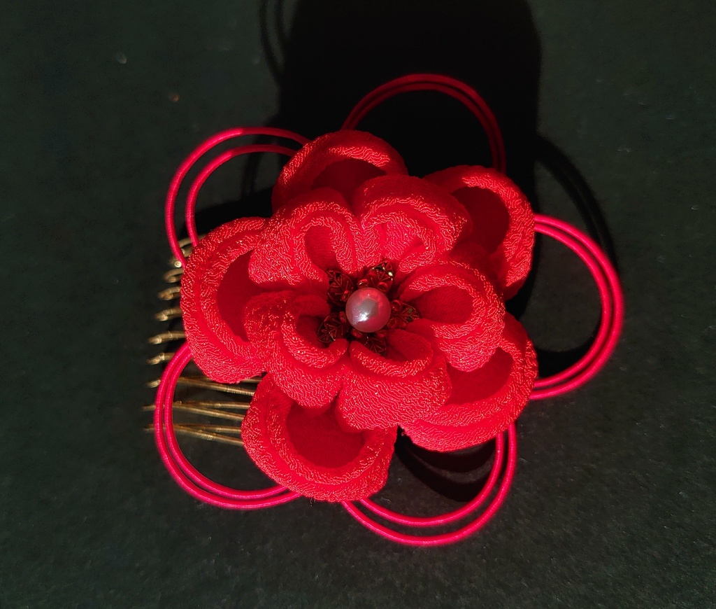 水引とつまみ細工の髪飾り