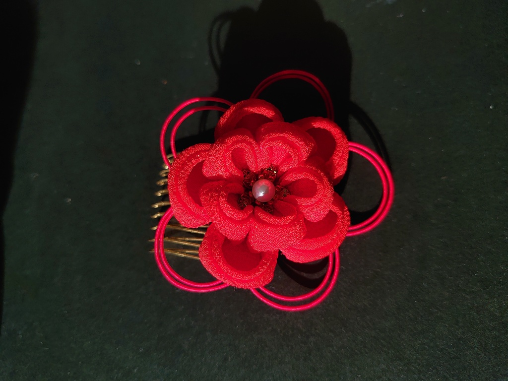 水引とつまみ細工の髪飾り