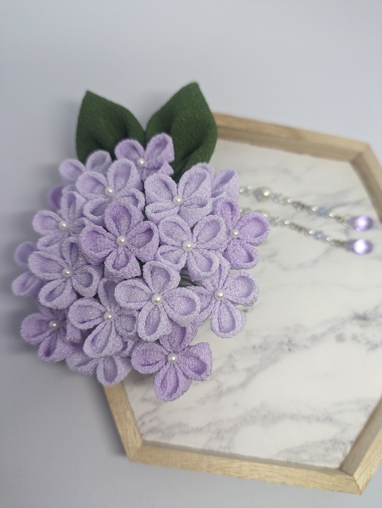 つまみ細工 紫陽花の髪飾り(紫)