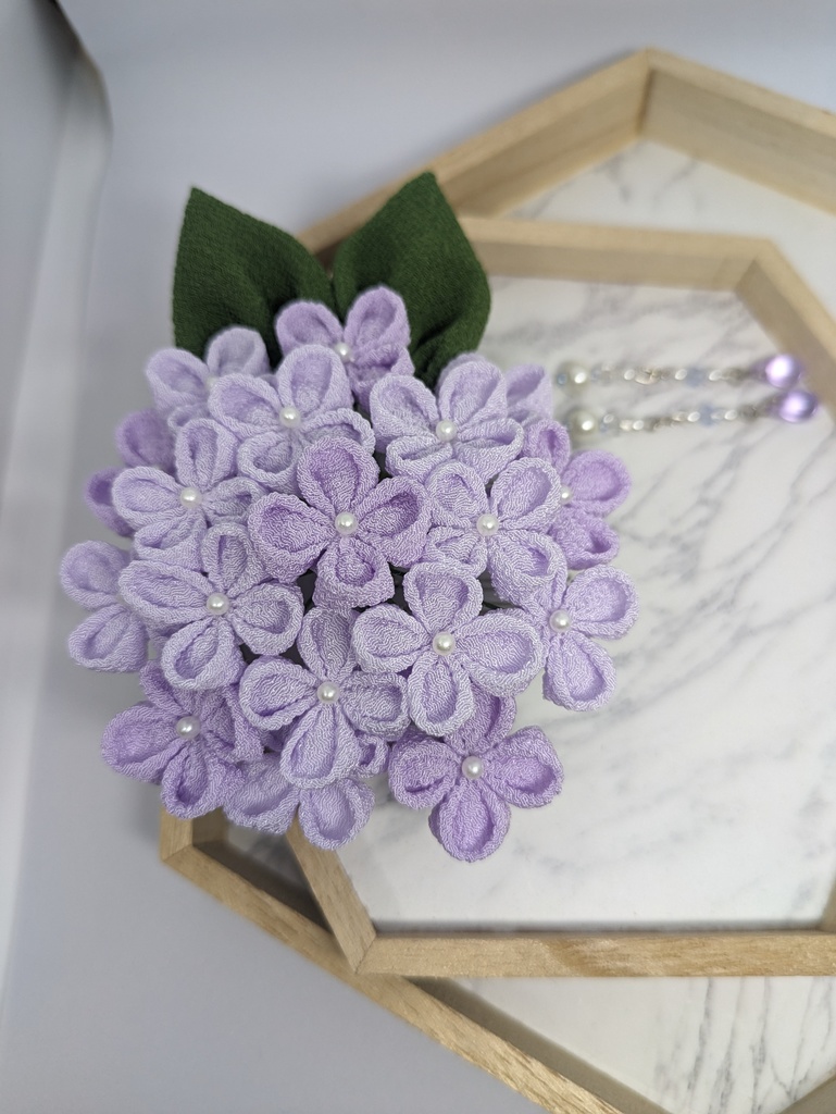 つまみ細工 紫陽花の髪飾り(紫)