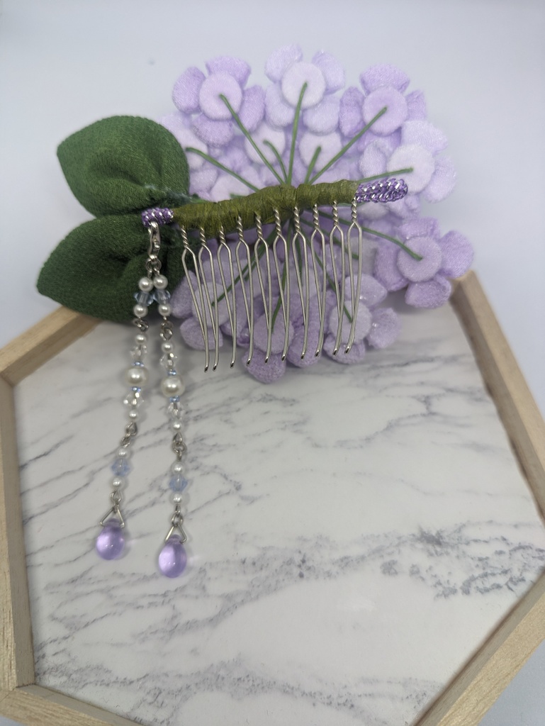 つまみ細工 紫陽花の髪飾り(紫)