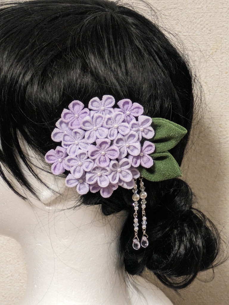 つまみ細工 紫陽花の髪飾り(紫)
