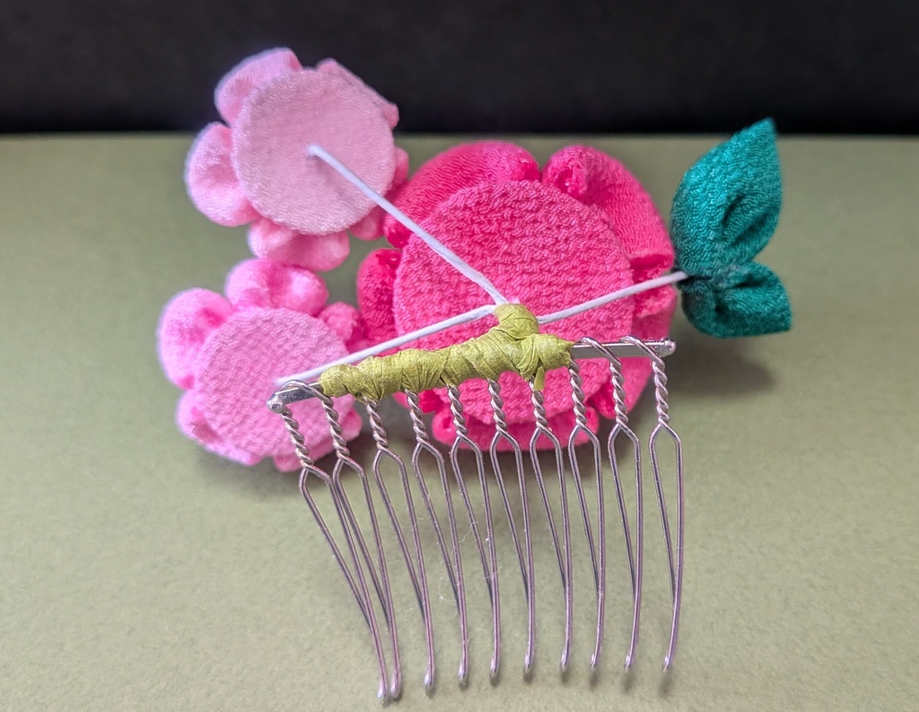 つまみ細工の七五三髪飾り(ピンク)