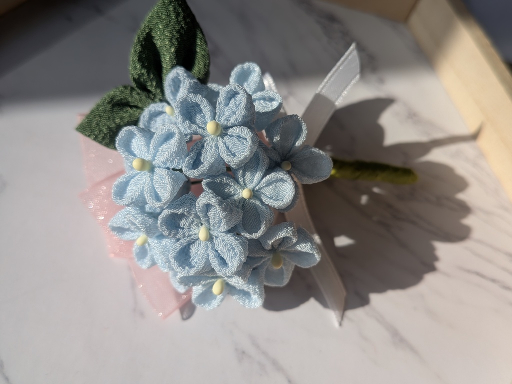 つまみ細工紫陽花のコサージュ(水色)