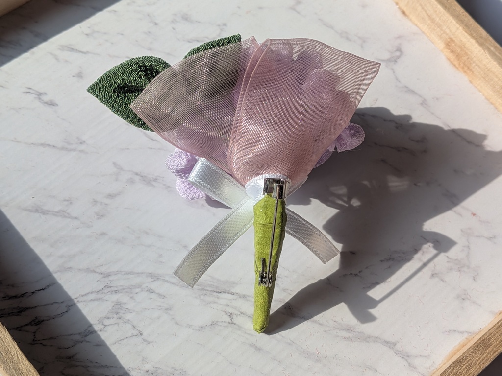 つまみ細工紫陽花のコサージュ(紫)