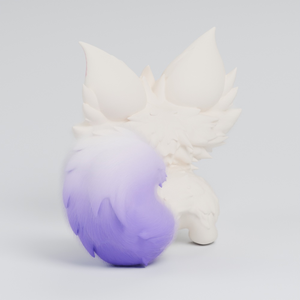 クリーム・ラベンダーのフェネック|Blender Hair Groom Base