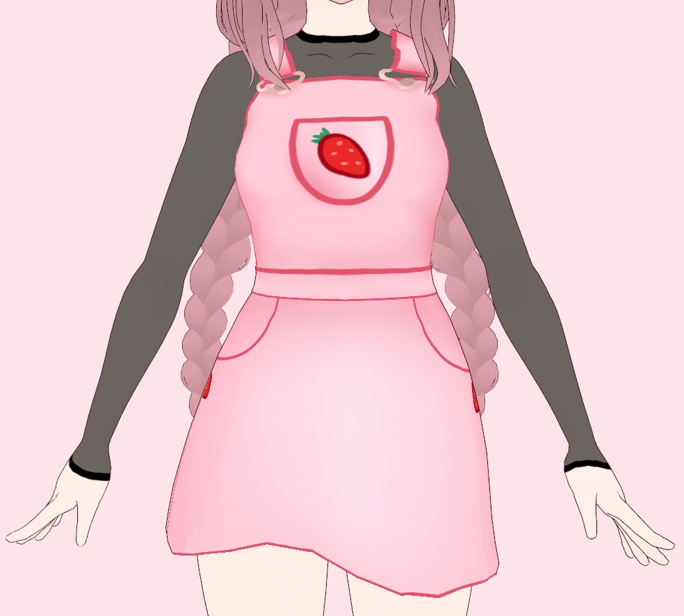 Kawaii Vroid Strawberry overall dress