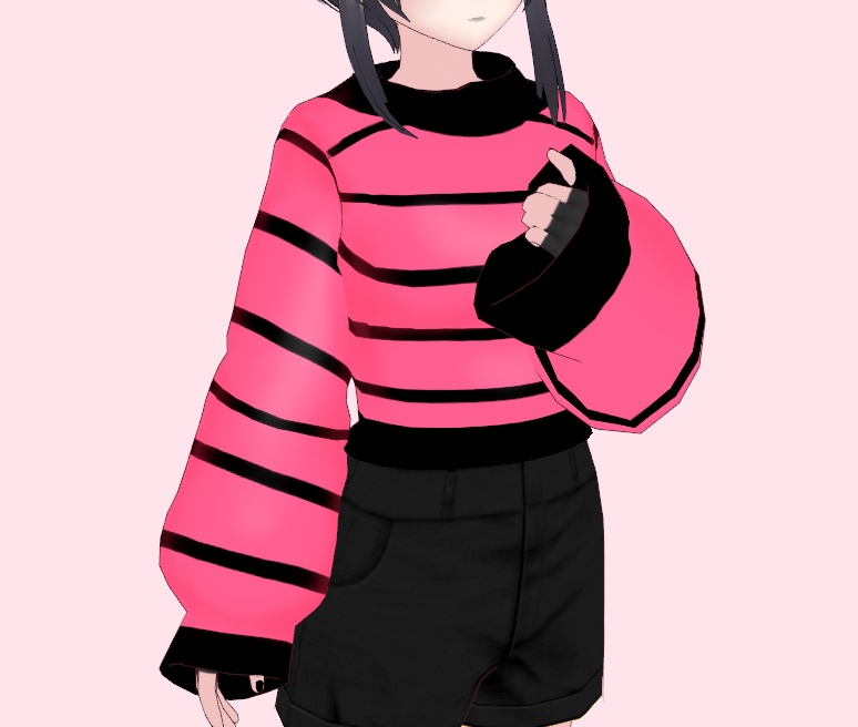 [FREE] Black 'n' Pink Sweater for Vroid female