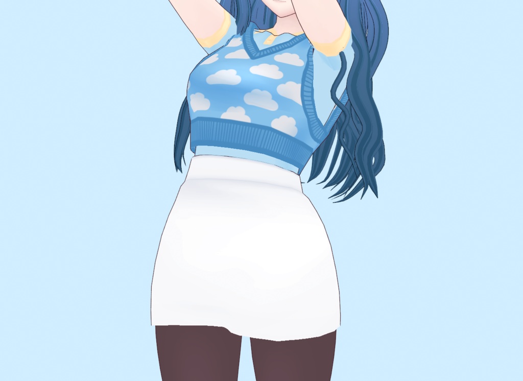 [FREE VERSION] Cute Blue Cloudy Cable vest VROID
