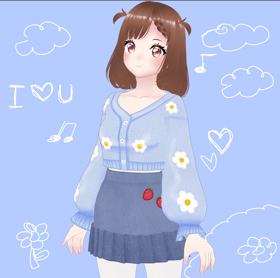 [FREE VERSION] Kawaii Cute Blue Pink Green Flower Cardigan