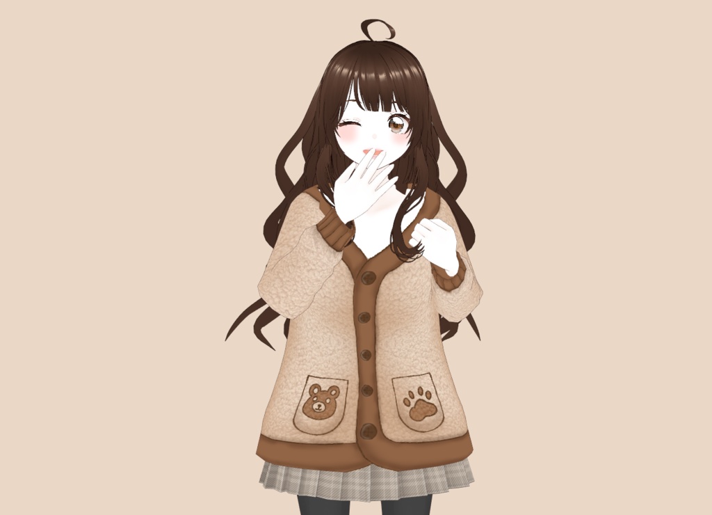 Cute Bear Hoodie (Fleece/Moco-Moco) / クマ耳パーカー (もこもこ) VRoid Texture